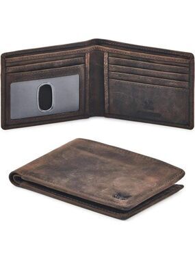 Mens Leather Wallet Bifold RFID Blocking Slim Minimalist Front Pocket Gift